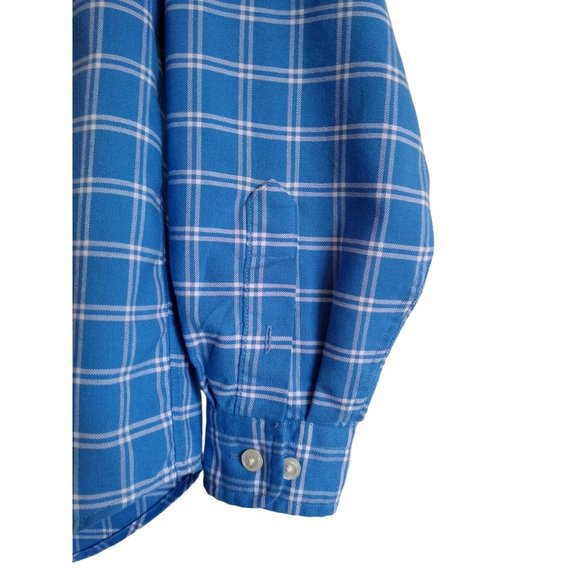 Lands End Top Womens 12 Blue White Plaid Button Up Blouse - Picture 3 of 5
